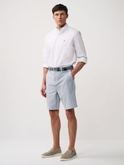 Light Blue Belted 100% Cotton Chino Shorts - Image 2 of 4