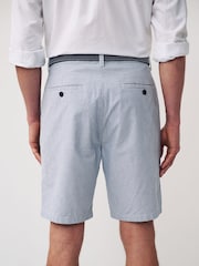 Light Blue Belted 100% Cotton Chino Shorts - Image 3 of 4