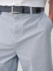 Light Blue Belted 100% Cotton Chino Shorts - Image 4 of 4