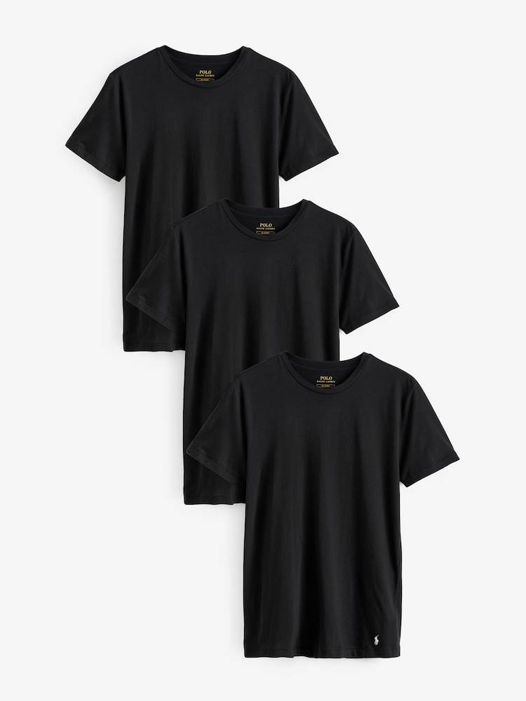 Polo Ralph Lauren Coal Black Slim 100% Cotton T-Shirts 3 Pack - Image 1 of 5