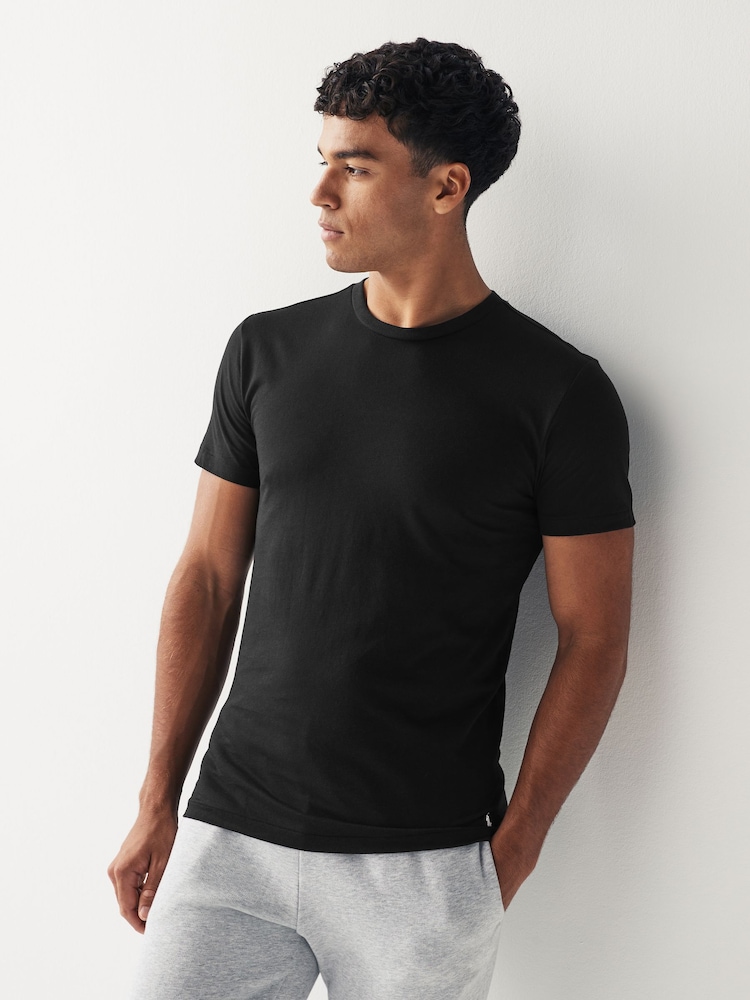 Polo Ralph Lauren Coal Black Slim 100% Cotton T-Shirts 3 Pack - Image 3 of 5