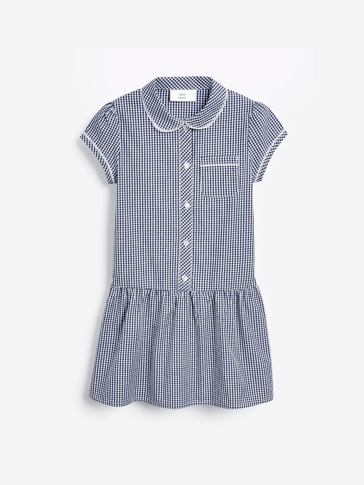 Buy Navy Cotton Rich Drop Waist Gingham School Dress (3-14yrs) from Next USA