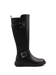 Lunar Black Devon Full Elastic Wide Fit Long Boots - Image 2 of 5