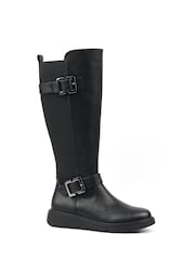 Lunar Black Devon Full Elastic Wide Fit Long Boots - Image 3 of 5