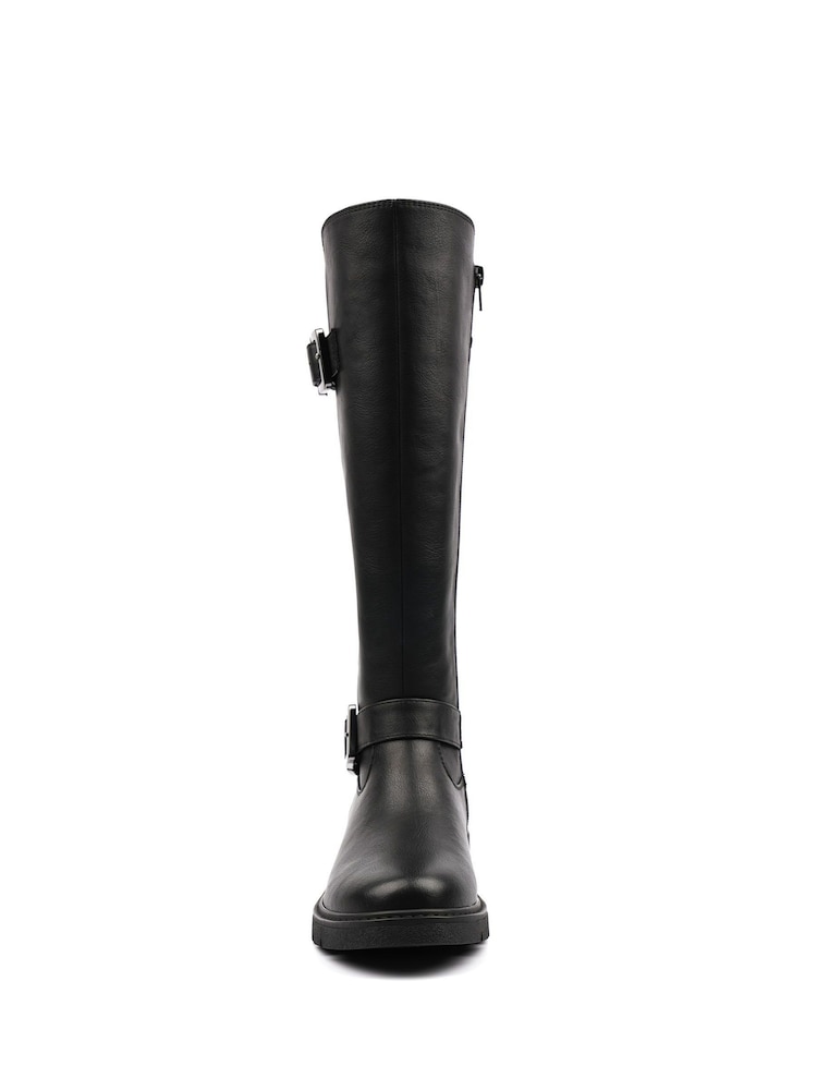 Lunar Black Devon Full Elastic Wide Fit Long Boots - Image 5 of 5 Lunar Black Devon Full Elastic Wide Fit Long Boots - Image 5 of 5