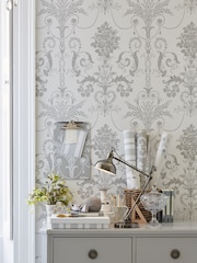 Laura Ashley Dove Grey Josette A4 Wallpaper Sample - Image 1 of 2