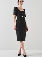 LK Bennett Folly Crepe Shift Black Dress - Image 1 of 1
