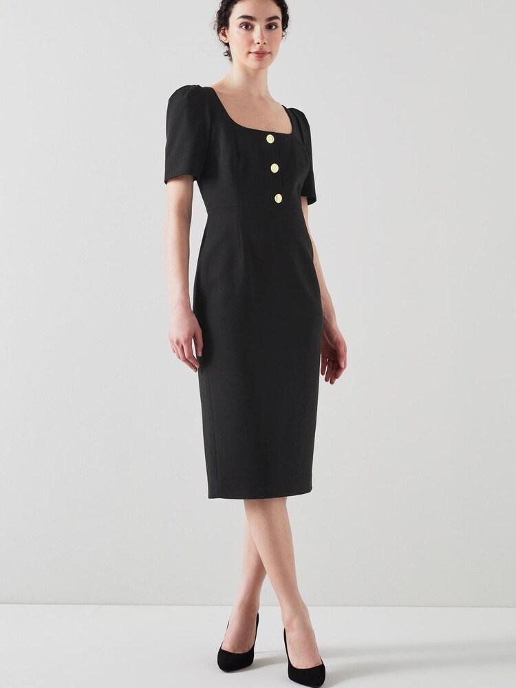 LK Bennett Folly Crepe Shift Black Dress - Image 1 of 1
