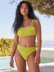 Lime Green Shirred Bandeau Bikini Top - Image 2 of 7