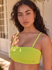 Lime Green Shirred Bandeau Bikini Top - Image 4 of 7