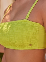Lime Green Shirred Bandeau Bikini Top - Image 6 of 7