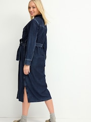 Blue Maternity Longline Belted Denim Dress - Image 3 of 6