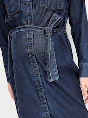 Blue Maternity Longline Belted Denim Dress - Image 4 of 6