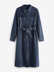 Blue Maternity Longline Belted Denim Dress - Image 5 of 6