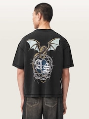 AllSaints Black Wyvern Short Sleeve Crew Neck T-Shirt - Image 5 of 7