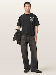 AllSaints Black Wyvern Short Sleeve Crew Neck T-Shirt - Image 6 of 7