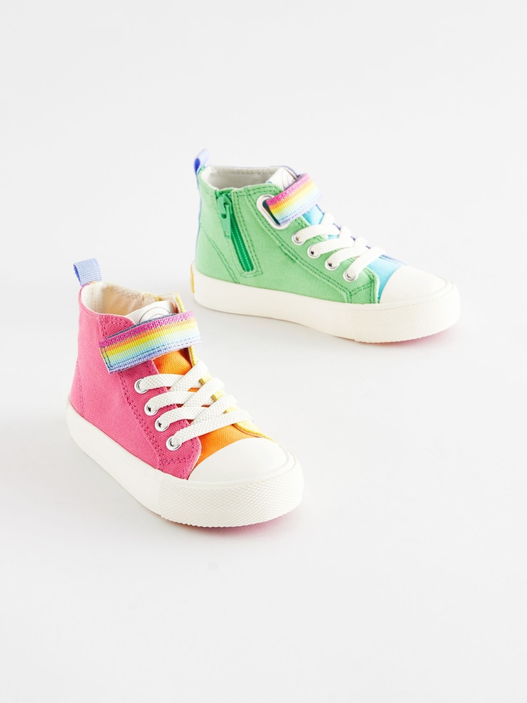 Little Bird by Jools Oliver Multi Younger Pastel Rainbow Colourblock Canvas Trainers - Image 1 of 5