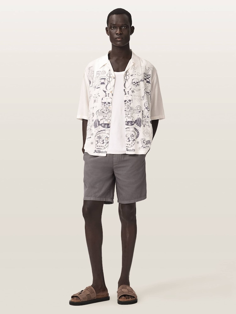 AllSaints Cream Ignis Short Sleeve Shirt - Image 2 of 7