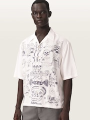 AllSaints Cream Ignis Short Sleeve Shirt - Image 3 of 7
