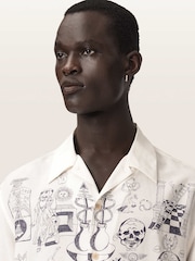 AllSaints Cream Ignis Short Sleeve Shirt - Image 4 of 7