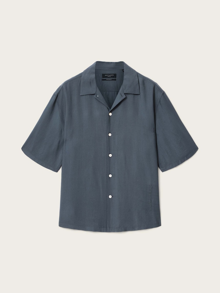 AllSaints Grey Purley Short Sleeve Shirt - Image 6 of 6