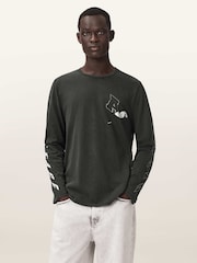 AllSaints Black Upstaged Long Sleeve Crew Neck T-Shirt - Image 1 of 7