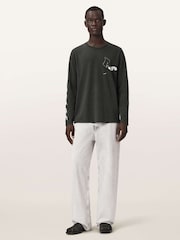 AllSaints Black Upstaged Long Sleeve Crew Neck T-Shirt - Image 2 of 7