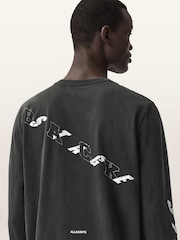AllSaints Black Upstaged Long Sleeve Crew Neck T-Shirt - Image 3 of 7