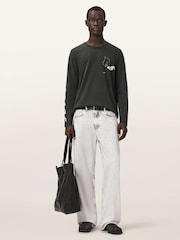 AllSaints Black Upstaged Long Sleeve Crew Neck T-Shirt - Image 6 of 7