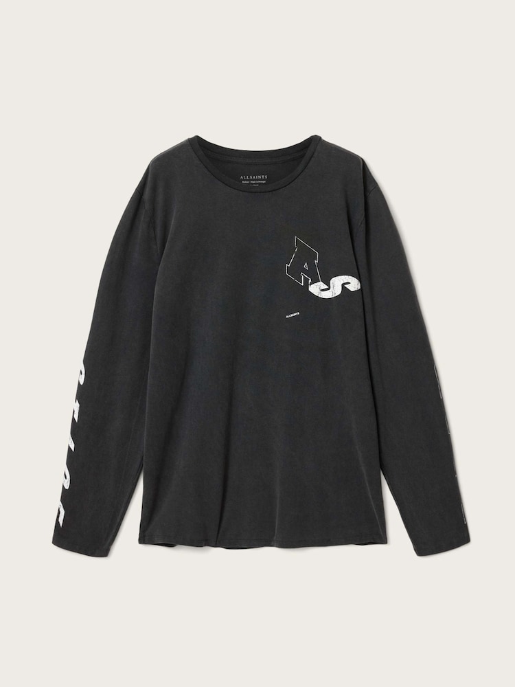 AllSaints Black Upstaged Long Sleeve Crew Neck T-Shirt - Image 7 of 7