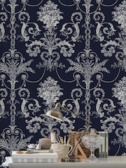 Laura Ashley Midnight Josette A4 Wallpaper Sample - Image 1 of 2