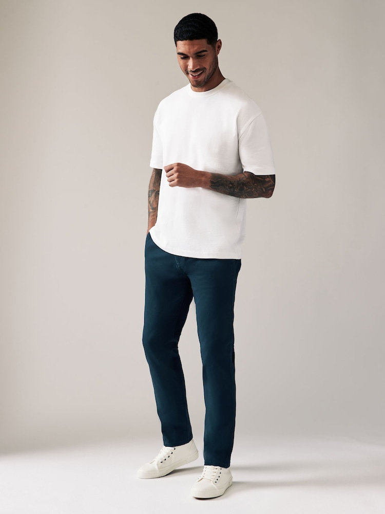 Bleu foncé - Slim Fit (Slim Fit) - Pantalon chino stretch - Image 3 of 10
