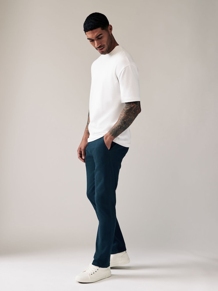Bleu foncé - Slim Fit (Slim Fit) - Pantalon chino stretch - Image 4 of 10
