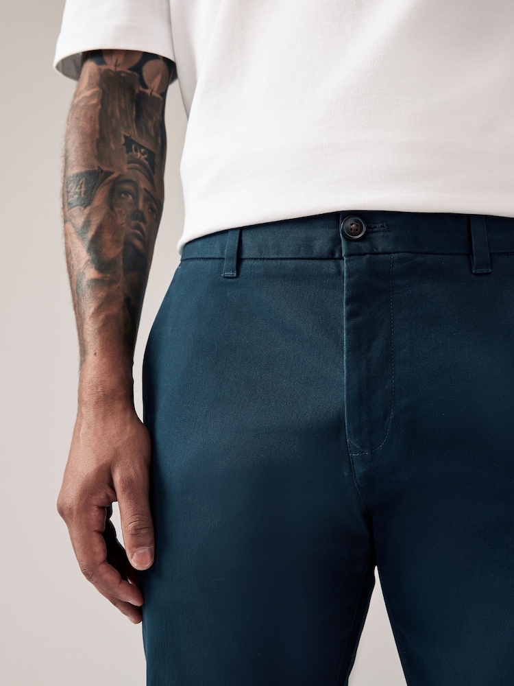 Bleu foncé - Slim Fit (Slim Fit) - Pantalon chino stretch - Image 6 of 10
