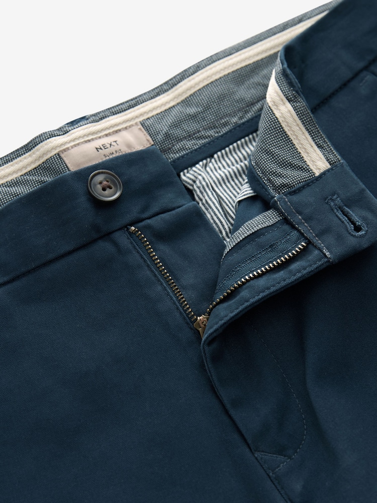 Bleu foncé - Slim Fit (Slim Fit) - Pantalon chino stretch - Image 8 of 10