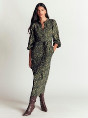 Boden Green Eli Belted Jersey Midi Dress - Image 1 of 5