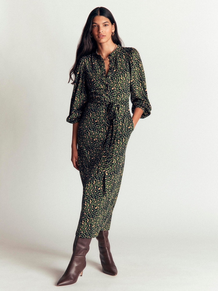 Boden Green Eli Belted Jersey Midi Dress - Image 1 of 5 Boden Green Eli Belted Jersey Midi Dress - Image 1 of 5