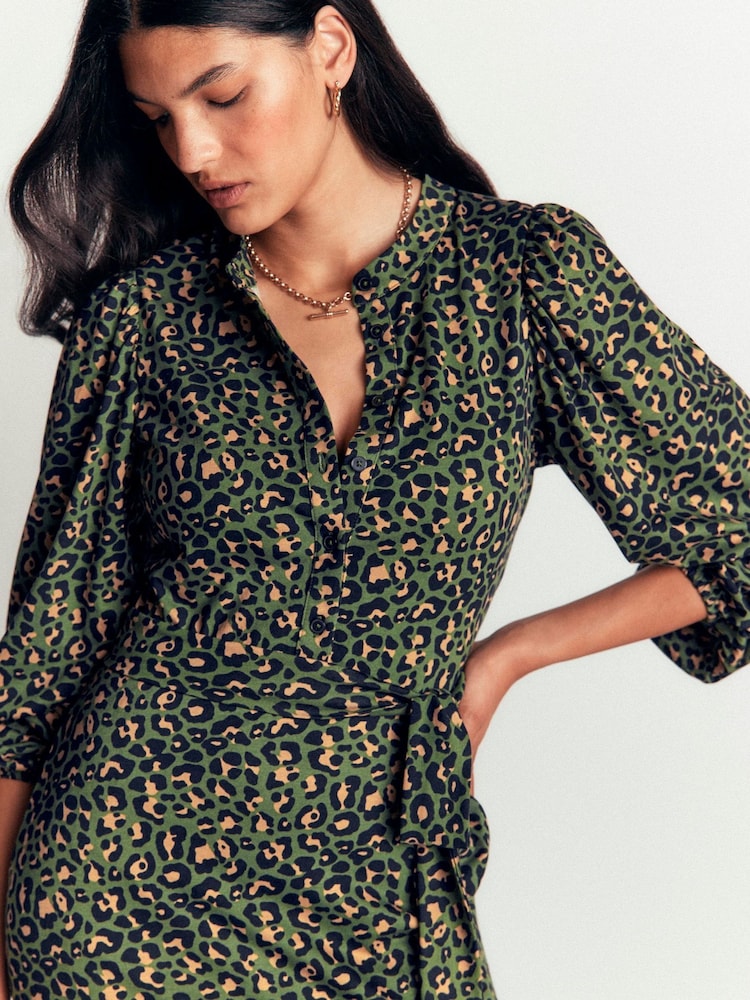 Boden Green Eli Belted Jersey Midi Dress - Image 2 of 5 Boden Green Eli Belted Jersey Midi Dress - Image 2 of 5