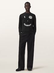 AllSaints Black Grinner Crew Jumper - Image 2 of 6