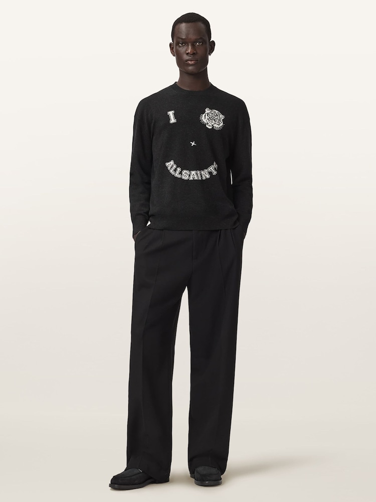 AllSaints Black Grinner Crew Jumper - Image 2 of 6