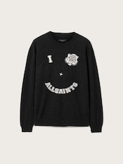 AllSaints Black Grinner Crew Jumper - Image 6 of 6