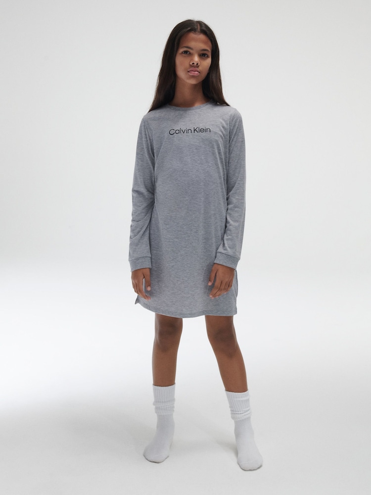 Calvin Klein Grey Modern Cotton Long Sleeve Sleep Dress - Image 1 of 2