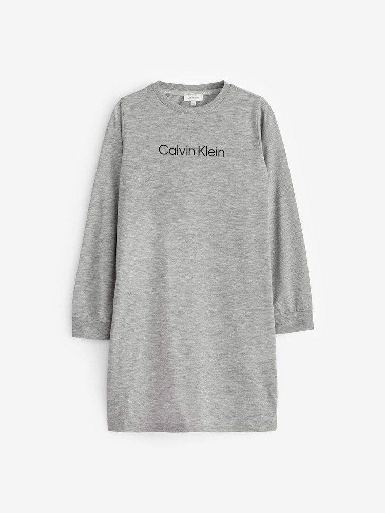 Calvin Klein Grey Modern Cotton Long Sleeve Sleep Dress - Image 2 of 2