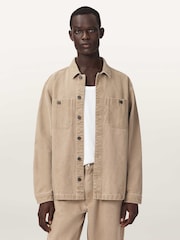 AllSaints Brown Drift Denim Shacket - Image 1 of 6