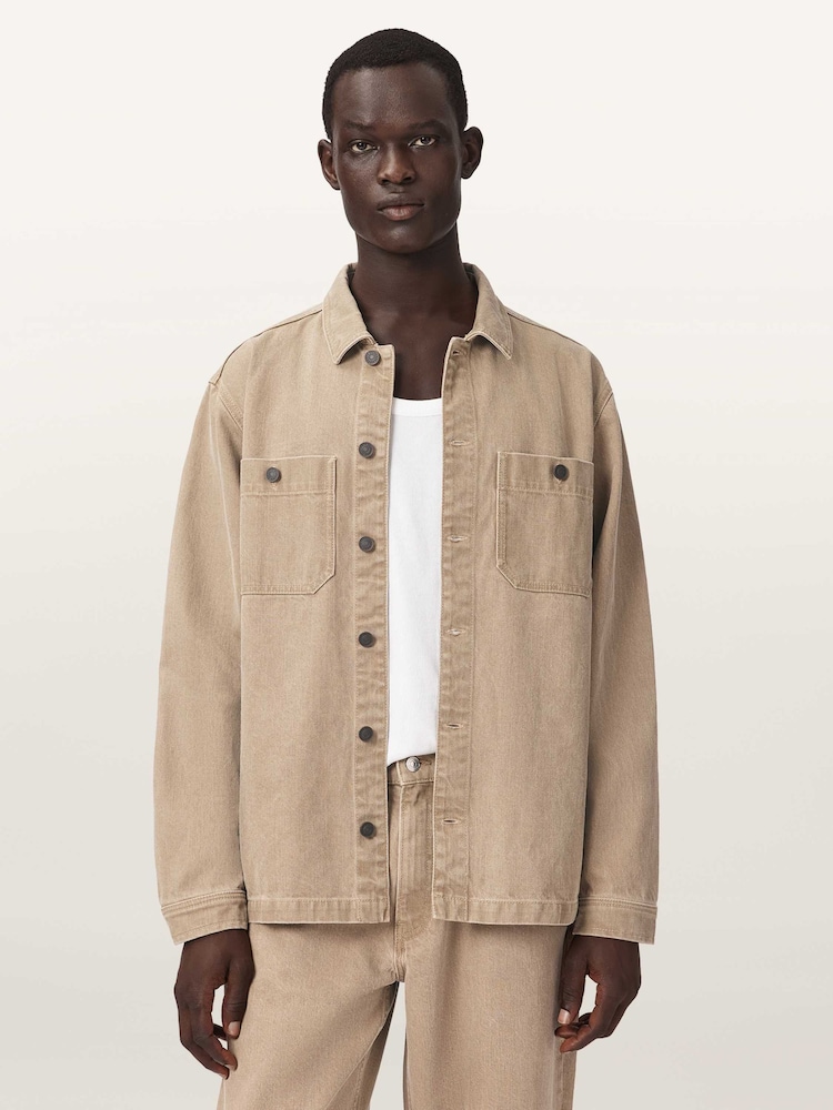AllSaints Brown Drift Denim Shacket - Image 1 of 6 AllSaints Brown Drift Denim Shacket - Image 1 of 6