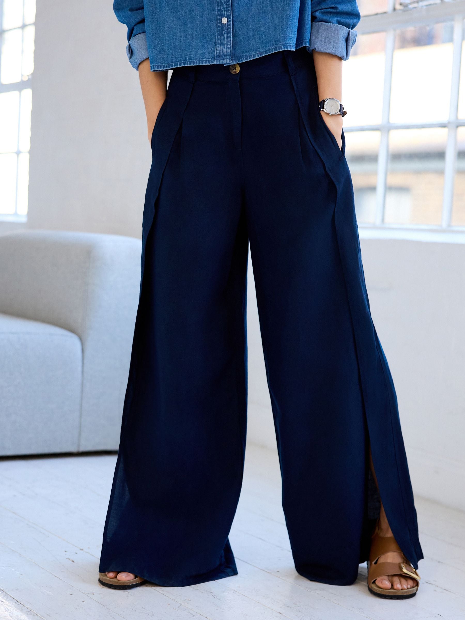 Next navy linen trousers new arrivals