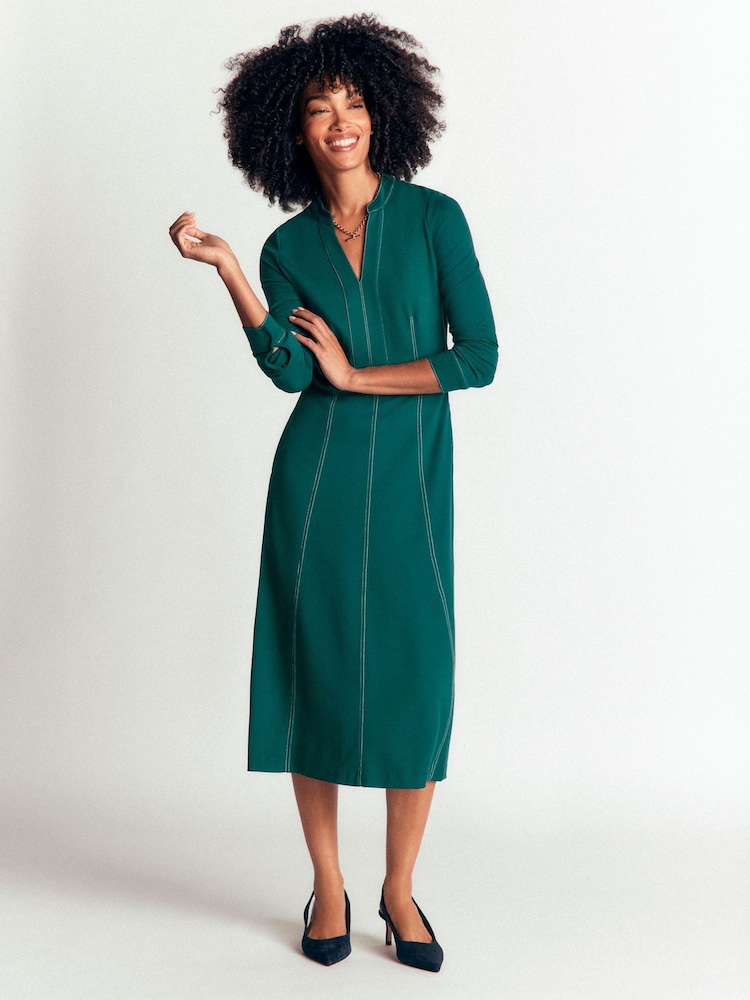 Boden Green Alex Ponte Contrast Midi Dress - Image 1 of 5