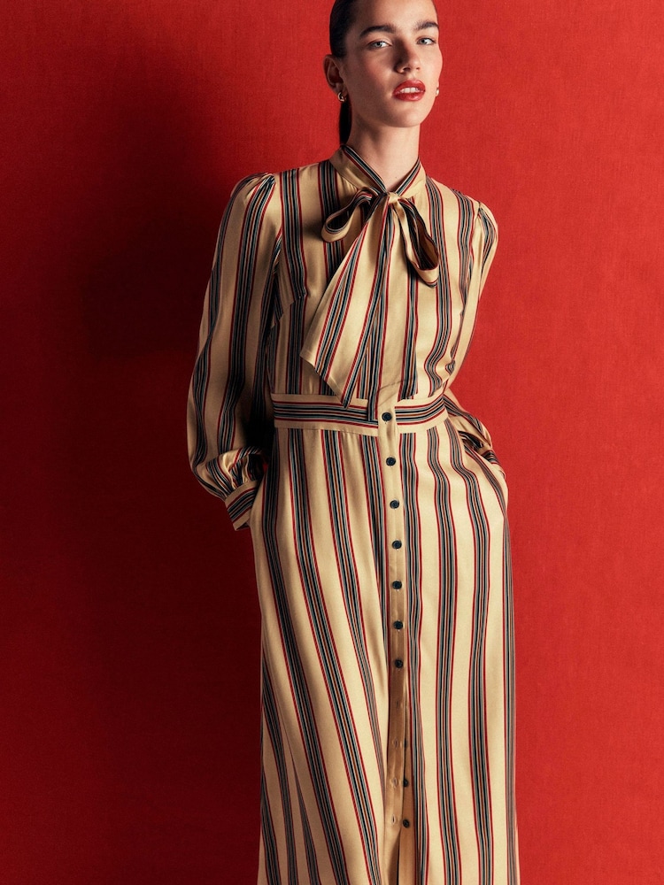 Boden Natural Bow Detail Shirt Dress - Image 1 of 6 Boden Natural Bow Detail Shirt Dress - Image 1 of 6