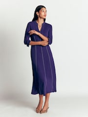 Boden Purple Alex Ponte Contrast Midi Dress - Image 1 of 4