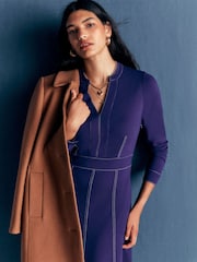 Boden Purple Alex Ponte Contrast Midi Dress - Image 2 of 4